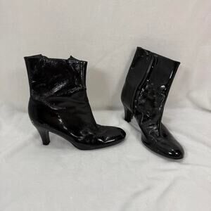 Giannini black patent leather ankle
